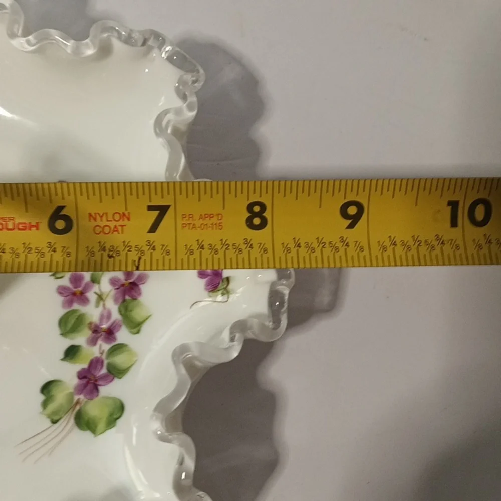 Fenton Silver Crest Violets Center Hnadle Server Tidbit Dish Vintage